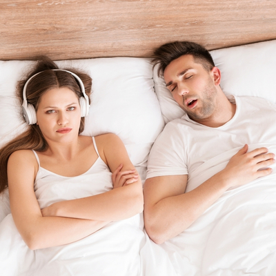 Snoring with sleep apnea in bed